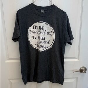 Southern Couture Gray Crazy Aunt Graphic Tee size medium